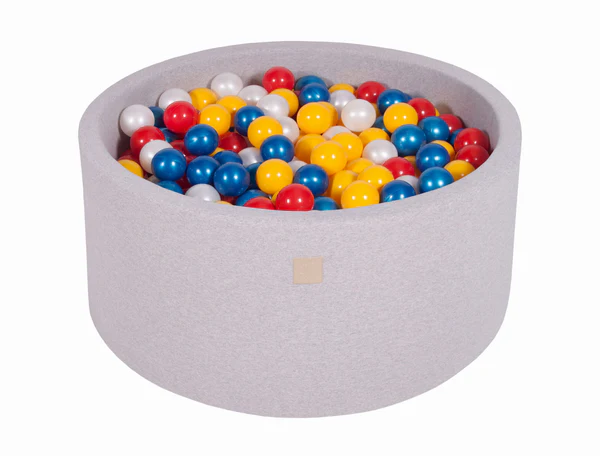Piscine à balles ronde 90x30 cm en jersey, 200 balles - Gris clair | Balles au choix