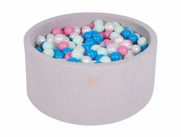 Piscine à balles ronde 90x30 cm en jersey, 200 balles - Gris clair | Balles au choix