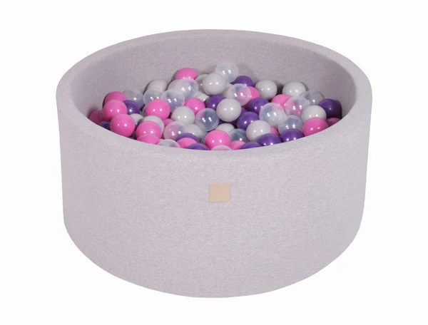 Piscine à balles ronde 90x30 cm en jersey, 200 balles - Gris clair | Balles au choix
