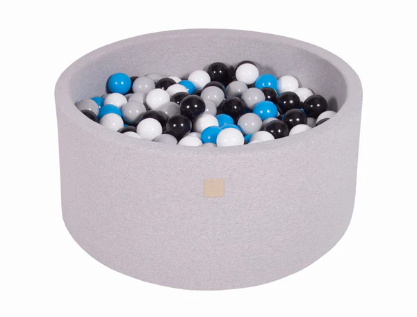 Piscine à balles ronde 90x40 cm en jersey, 300 balles - Gris clair | Balles au choix
