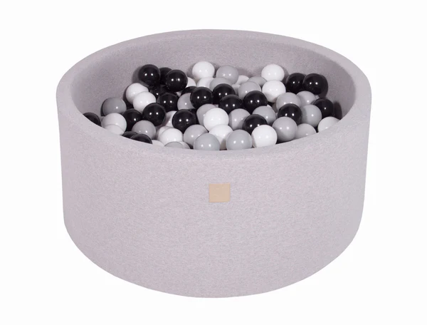 Piscine à balles ronde 90x30 cm en jersey, 200 balles - Gris clair | Balles au choix