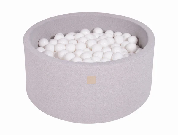 Piscine à balles ronde 90x30 cm en jersey, 200 balles - Gris clair | Balles au choix