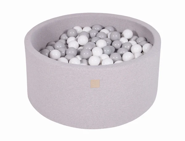 Piscine à balles ronde 90x30 cm en jersey, 200 balles - Gris clair | Balles au choix