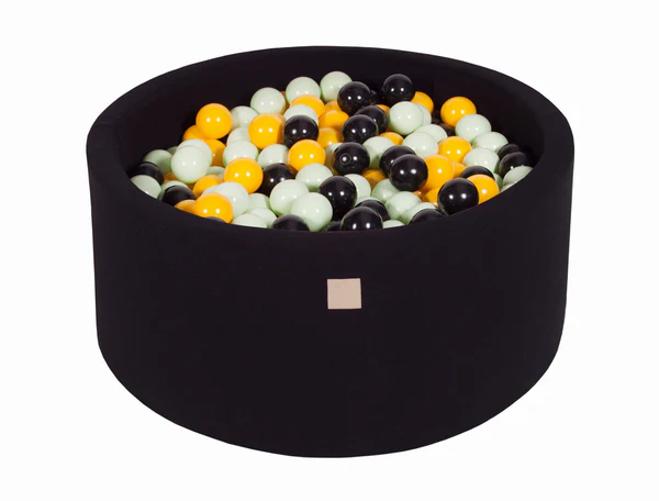 Piscine à balles ronde 90x40 cm en jersey, 300 balles - Noir | Balles au choix
