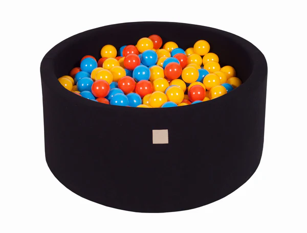 Piscine à balles ronde 90x40 cm en jersey, 300 balles - Noir | Balles au choix