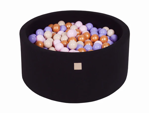 Piscine à balles ronde 90x40 cm en jersey, 300 balles - Noir | Balles au choix
