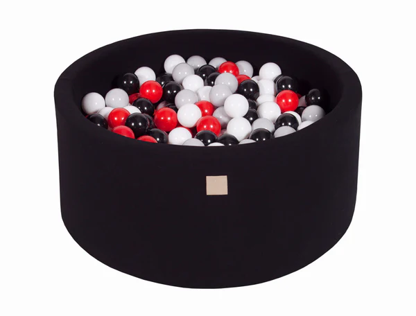 Piscine à balles ronde 90x40 cm en jersey, 300 balles - Noir | Balles au choix