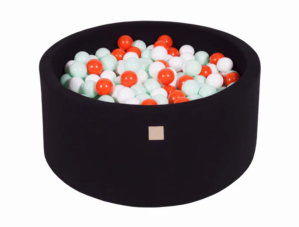 Piscine à balles ronde 90x40 cm en jersey, 300 balles - Noir | Balles au choix