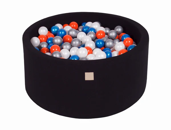 Piscine à balles ronde 90x40 cm en jersey, 300 balles - Noir | Balles au choix
