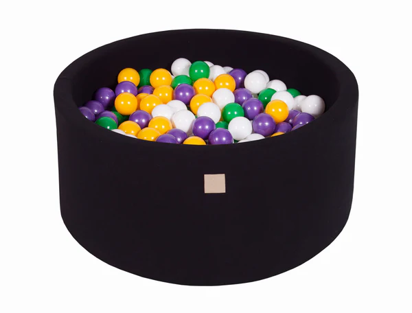 Piscine à balles ronde 90x40 cm en jersey, 300 balles - Noir | Balles au choix