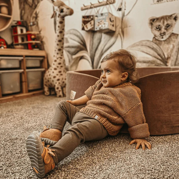 Piscine à balles ronde 90x40 cm en velours, 300 balles - Marron glacé | Balles au choix