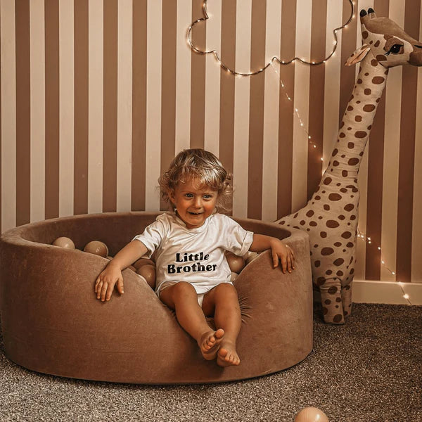 Piscine à balles ronde 90x40 cm en velours, 300 balles - Marron glacé | Balles au choix