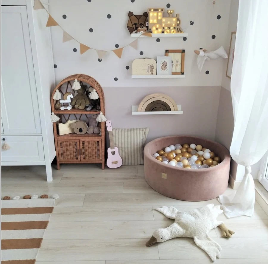 Piscine à balles ronde 90x40 cm en velours, 300 balles - Marron glacé | Balles au choix