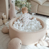 Piscine à balles Tortue 90x30 cm en bouclette, 200 balles - Beige | Balles au choix