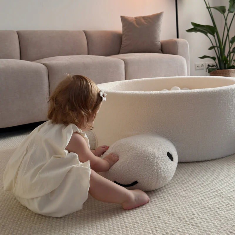 Piscine à balles Tortue 90x30 cm en bouclette, 200 balles - Crème | Balles au choix