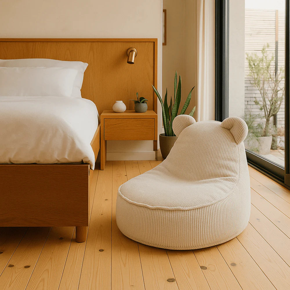 Pouf Ours en velours Corduroy à fines côtes Slimcord