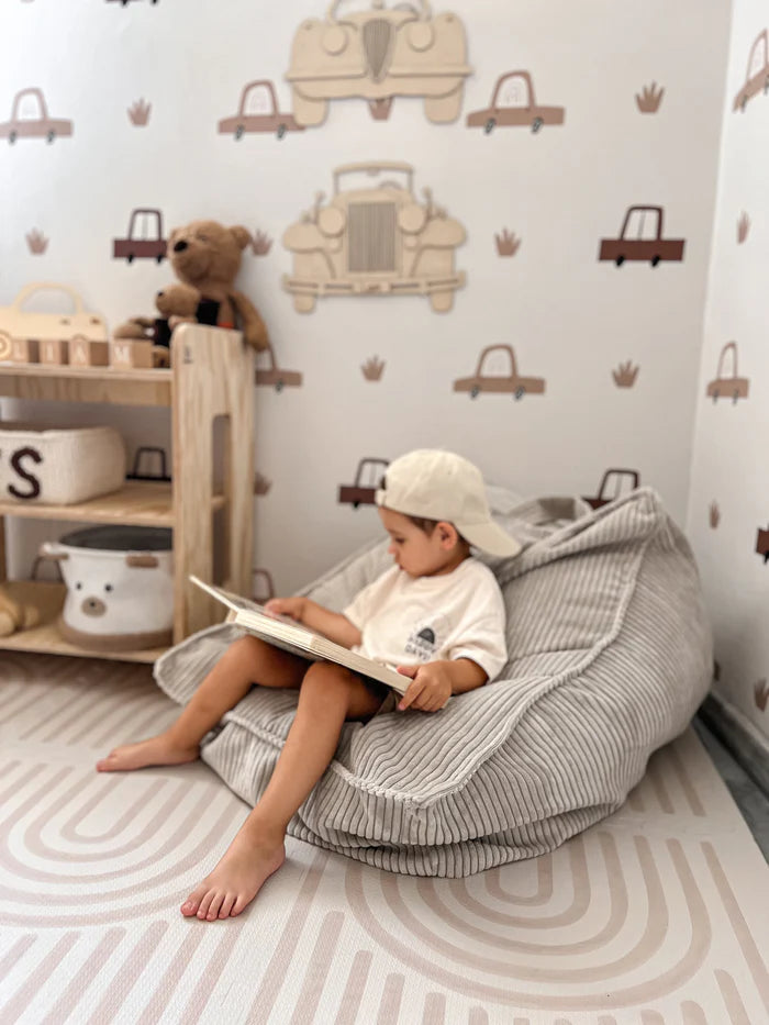 Pouf carré en velours Corduroy à larges côtes Aesthetic