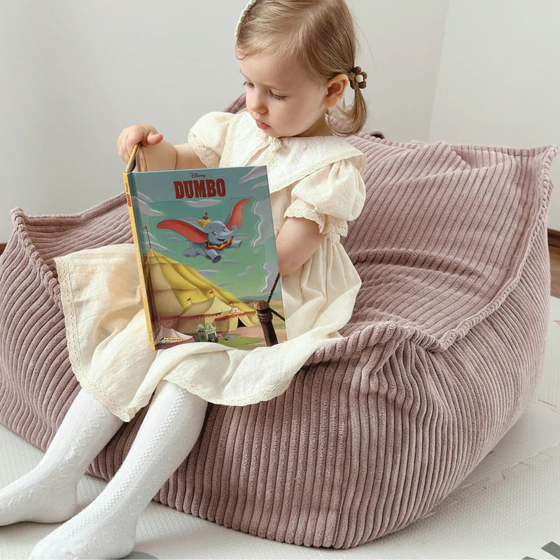 Pouf carré en velours Corduroy à larges côtes Aesthetic