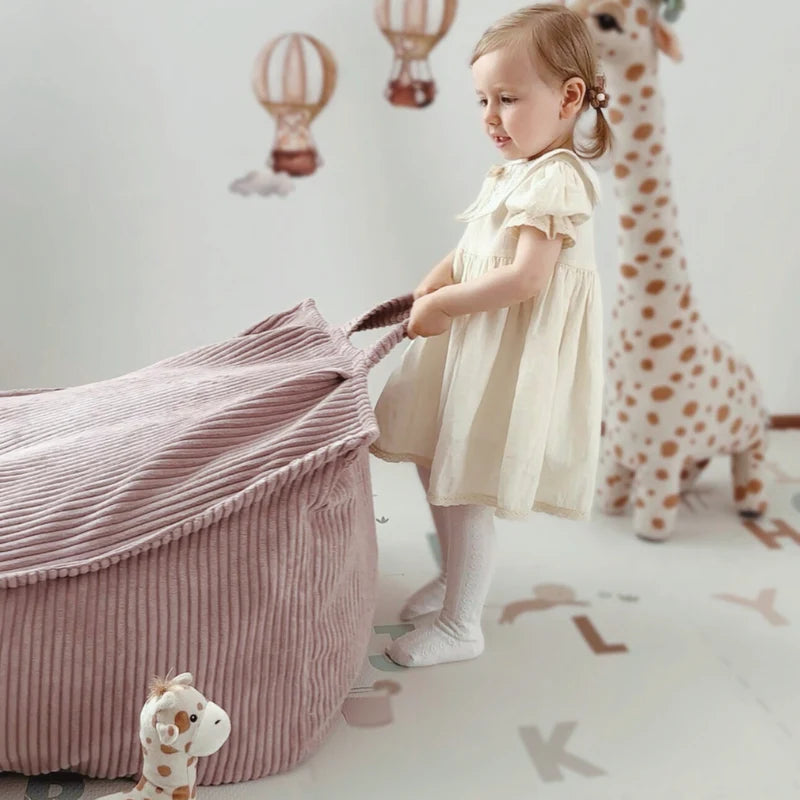 Pouf carré en velours Corduroy à larges côtes Aesthetic