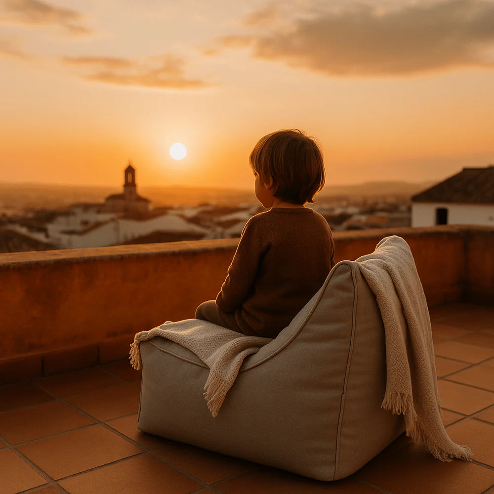 Pouf poire d'extérieur en toile déperlante et résistante aux UV Outzy