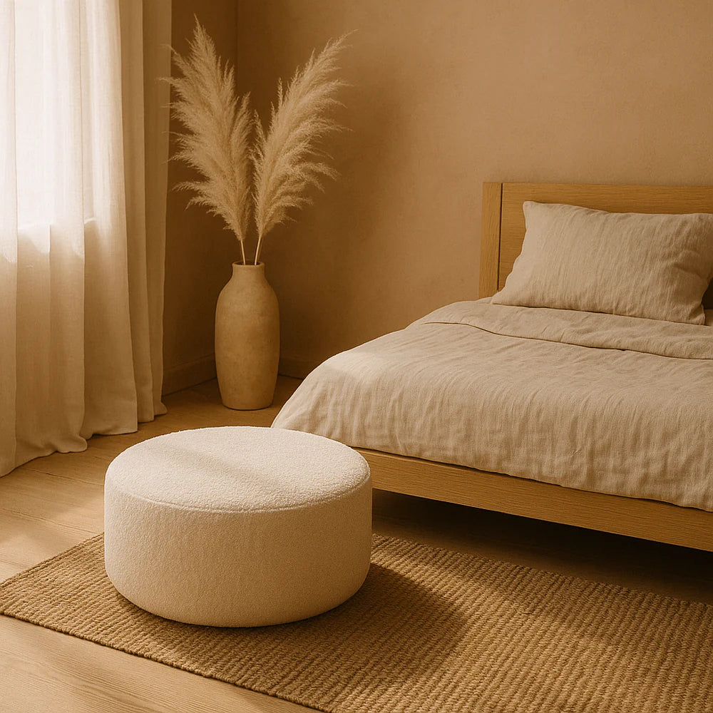 Coussin de sol rond en bouclette