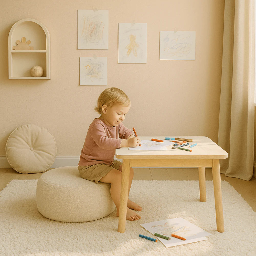 Coussin de sol rond en bouclette