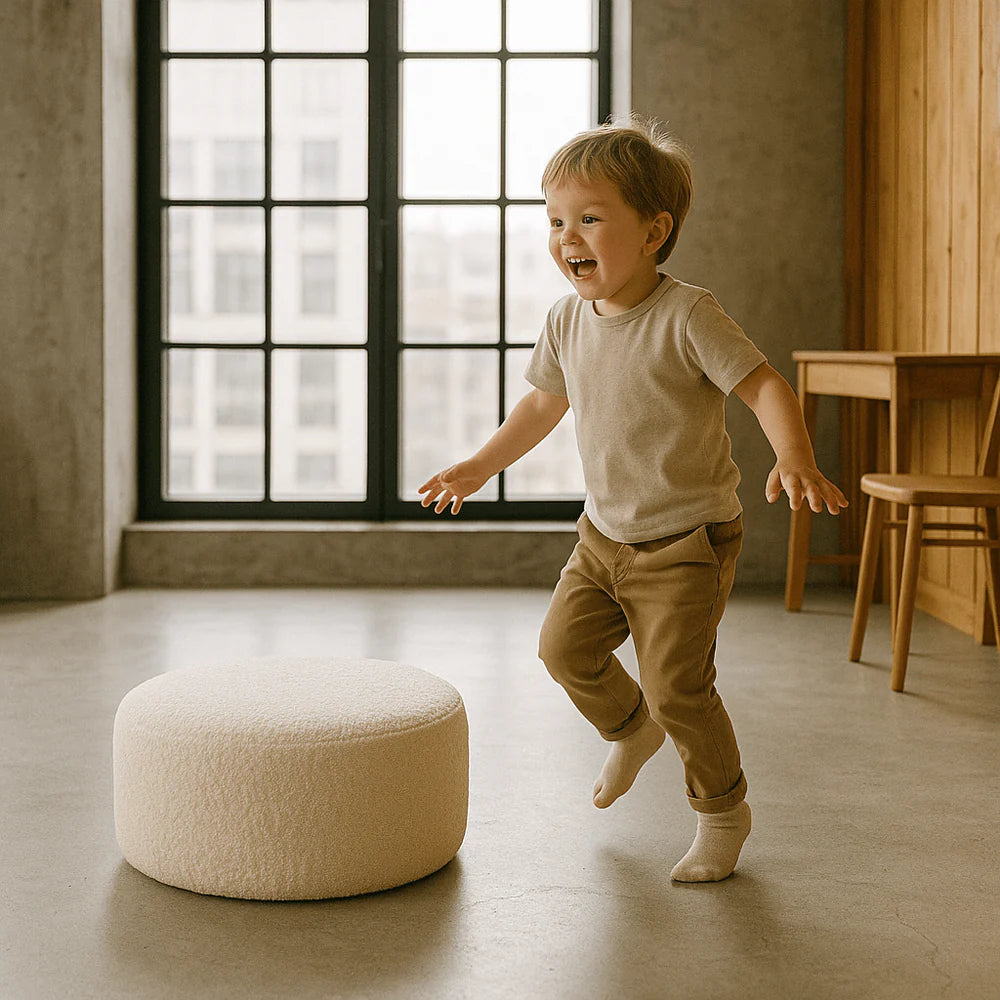 Coussin de sol rond en bouclette