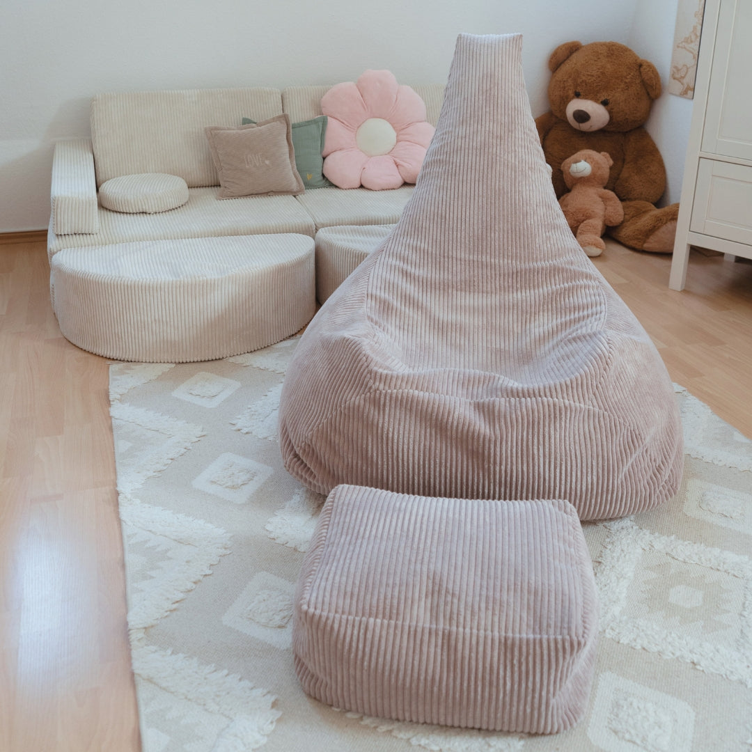 Pouf poire et pose pieds en velours Corduroy à larges côtes Aesthetic