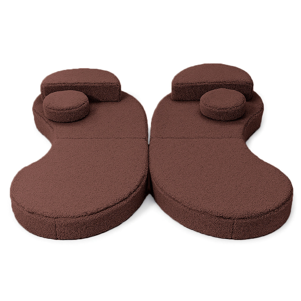 Canapé modulable Lunato 160cm en peluche Bearly | 6 Pièces