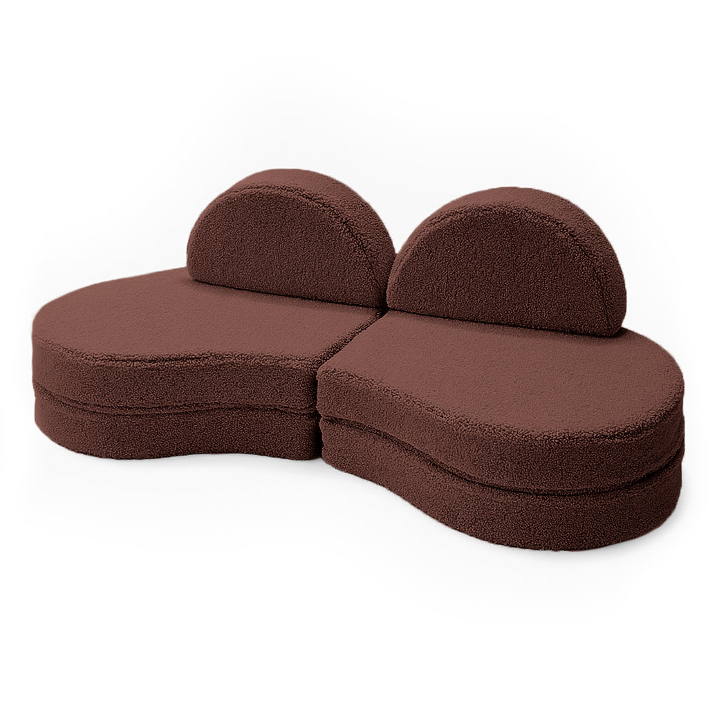 Canapé modulable Lunato 160cm en peluche Bearly | 6 Pièces