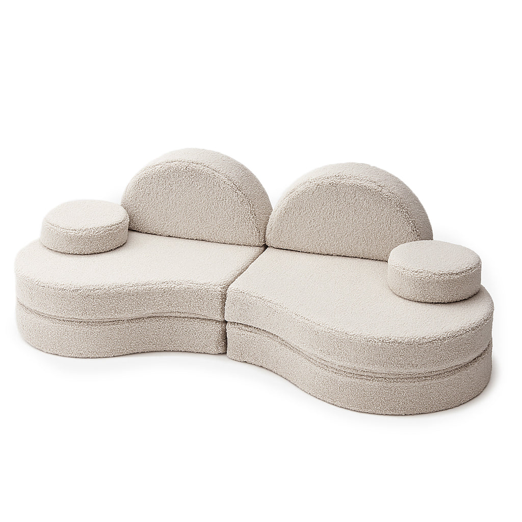Canapé modulable Lunato 160cm en peluche Bearly | 6 Pièces