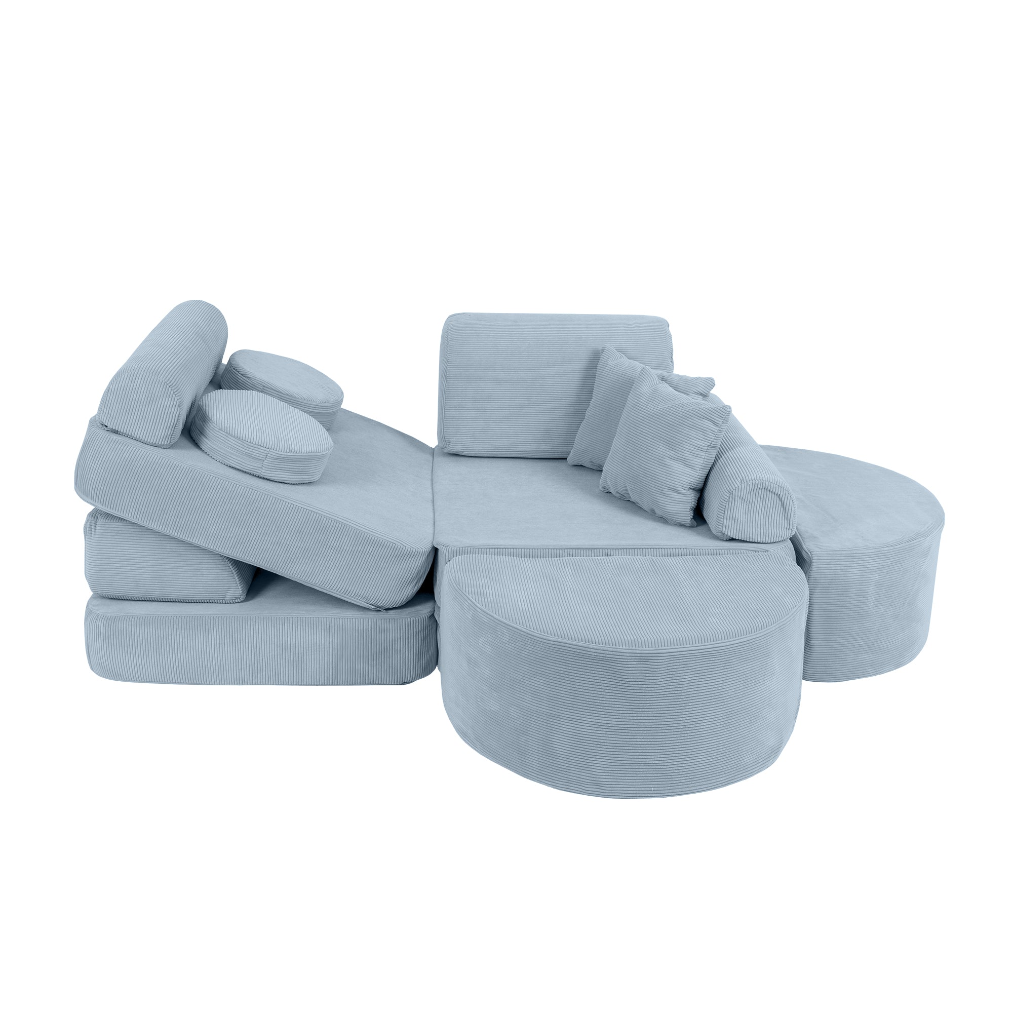 Canapé de jeu modulable Pocket 120cm en velours Corduroy à fines côtes Slimcord | 12 Pièces