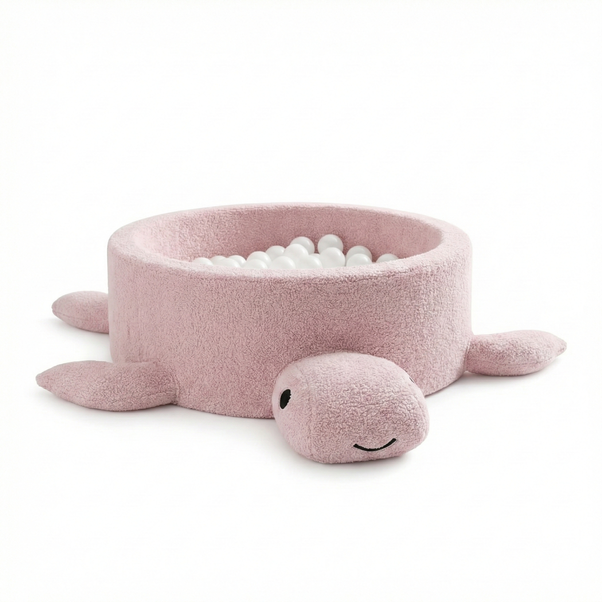 Piscine à balles Tortue 90x30 cm en bouclette, 200 balles - Rose clair | Balles au choix