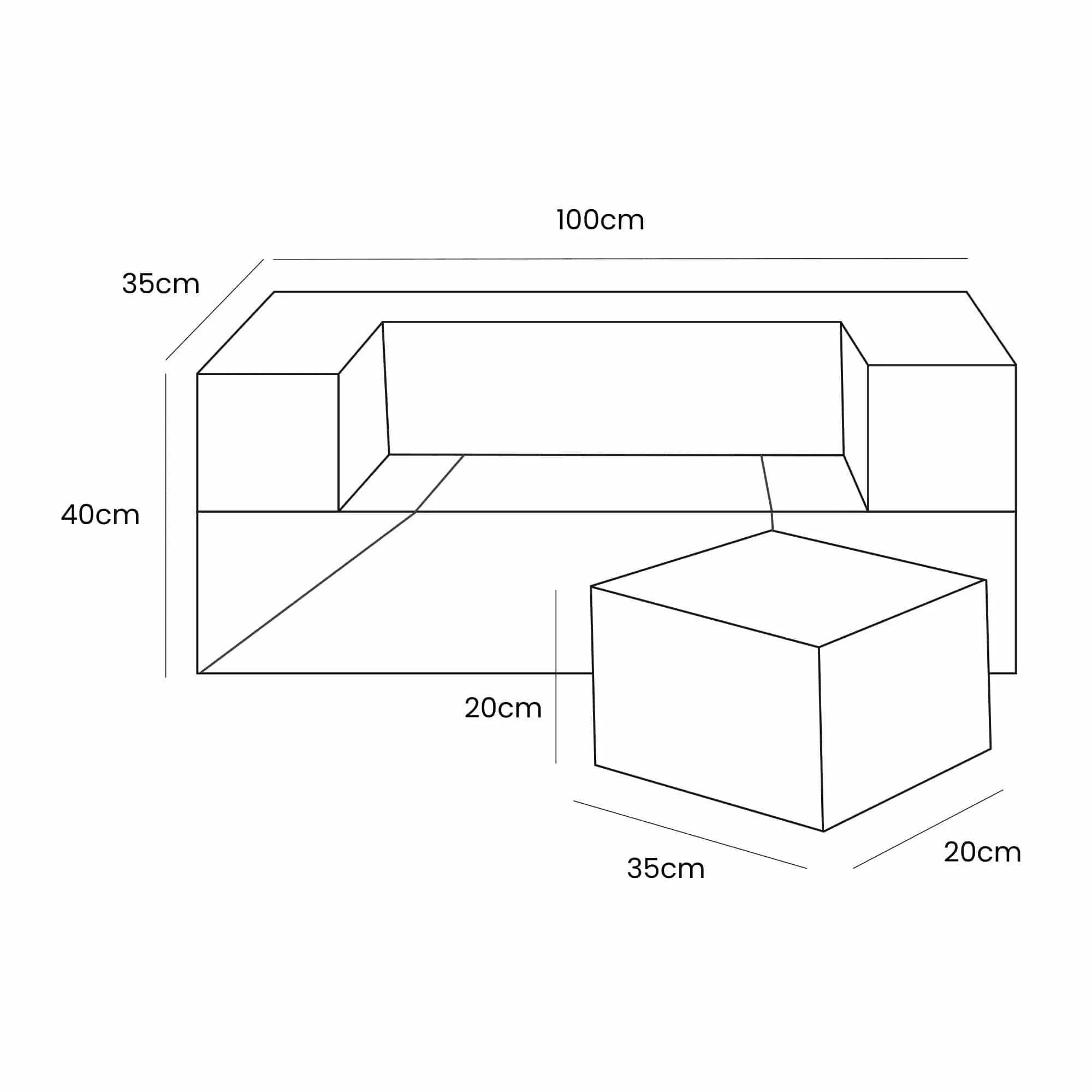 Canapé de jeu modulable Brick 100cm en velours Corduroy à larges côtes Aesthetic | 6 Pièces