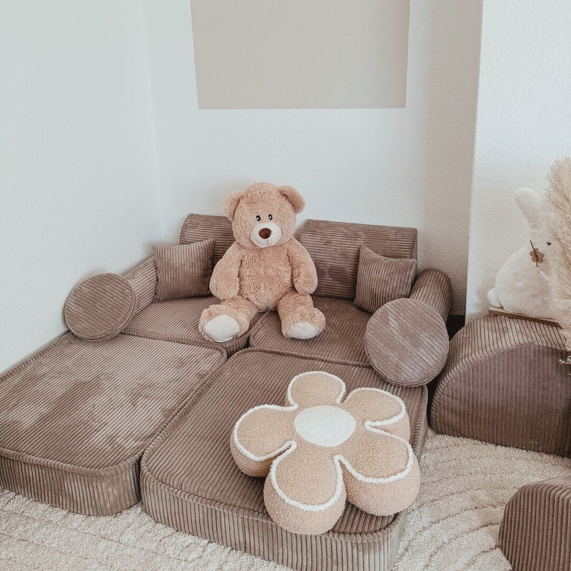 Canapé de jeu modulable Pocket 120cm en velours Corduroy à larges côtes Aesthetic | 4 Pièces