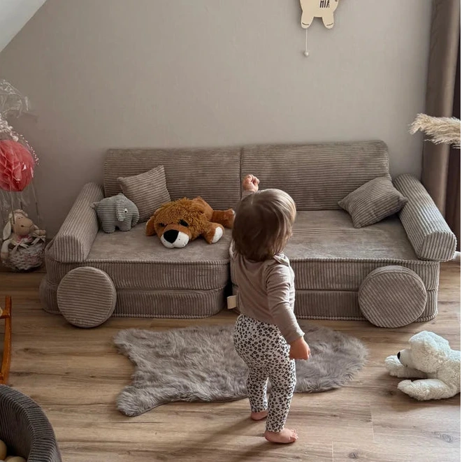 Canapé de jeu modulable Premium 160cm en velours Corduroy à larges côtes Aesthetic | 10 Pièces
