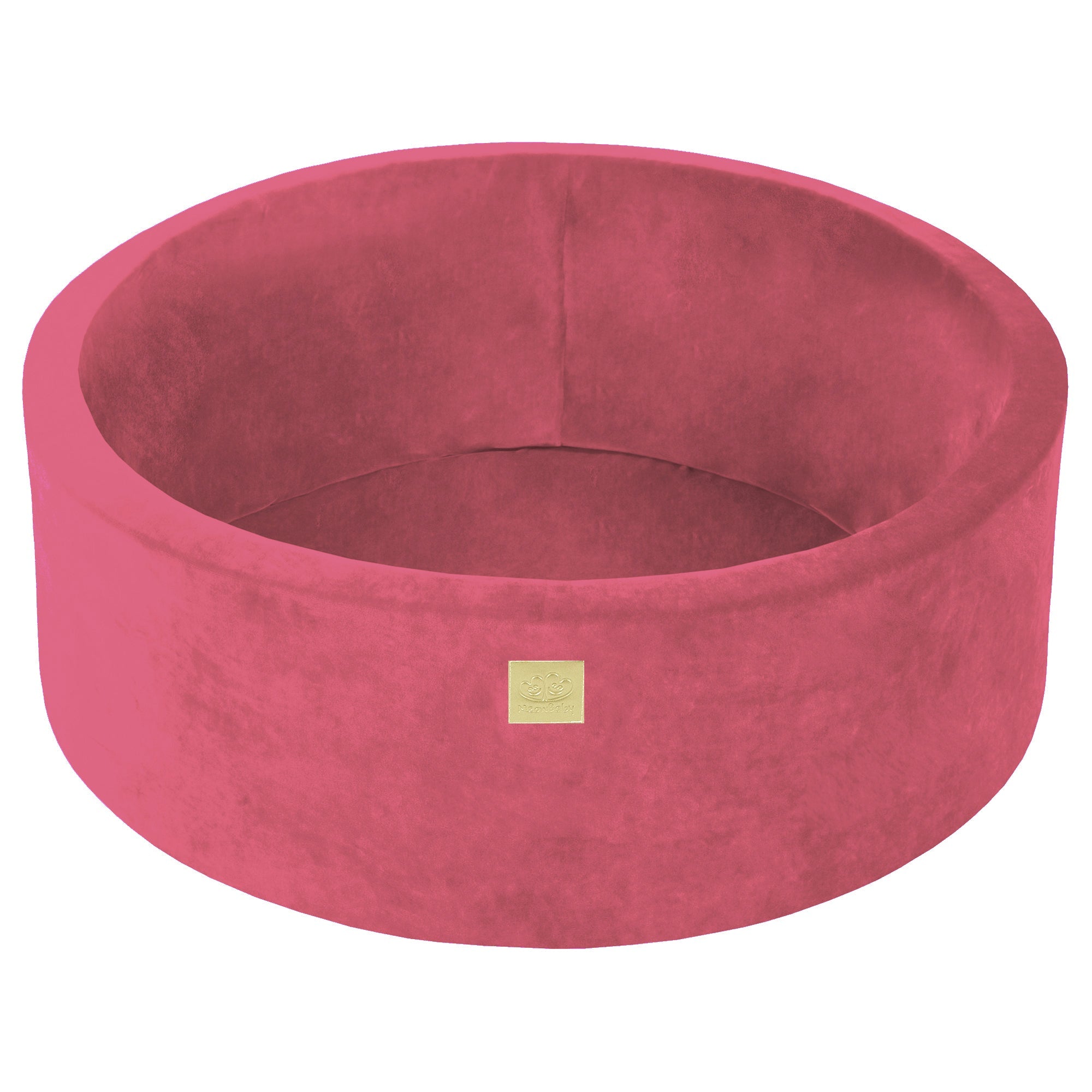 Piscine à balles ronde 90x30 cm en velours, 200 balles – Rouge framboise | Balles au choix