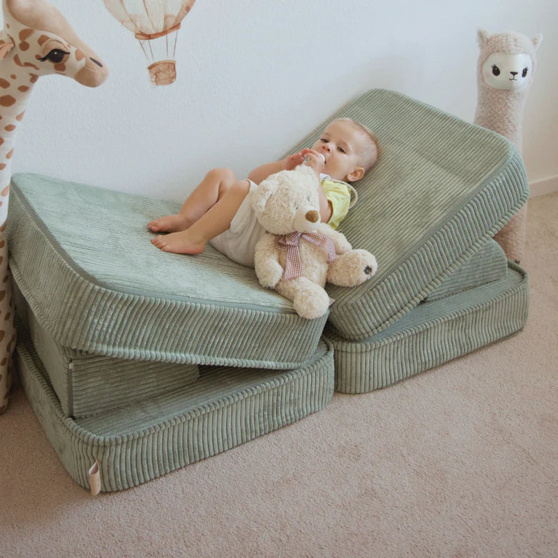 Canapé de jeu modulable Pocket 120cm en velours Corduroy à larges côtes Aesthetic | 4 Pièces