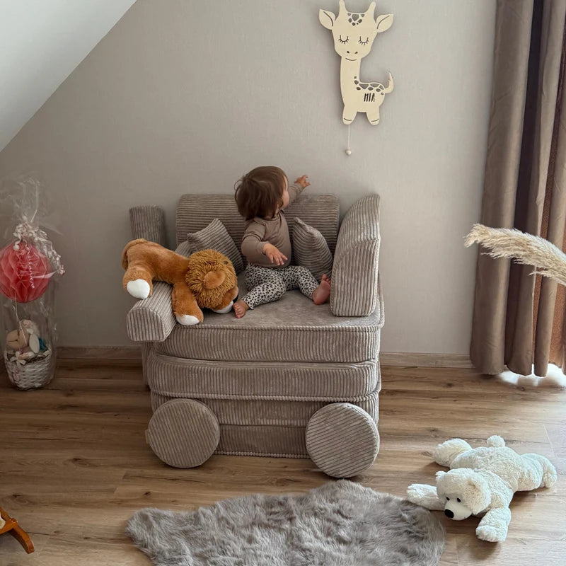 Canapé de jeu modulable Premium 160cm en velours Corduroy à larges côtes Aesthetic | 10 Pièces