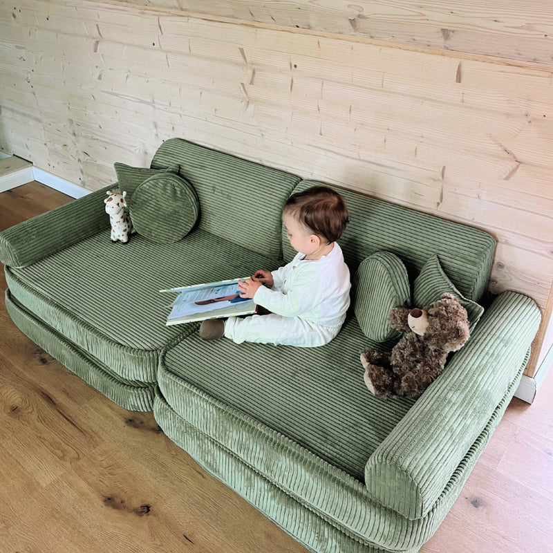 Canapé de jeu modulable Premium 160cm en velours Corduroy à larges côtes Aesthetic | 10 Pièces