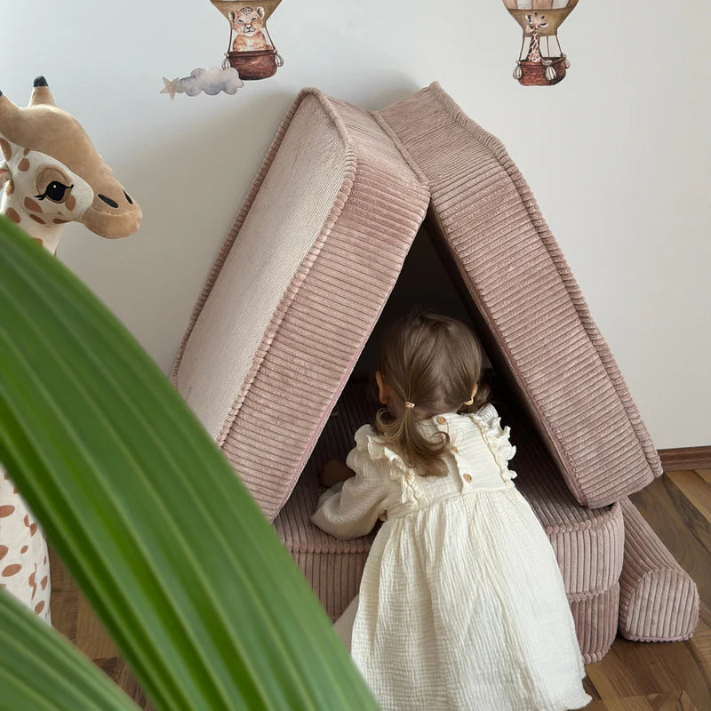 Canapé de jeu modulable Pocket 120cm en velours Corduroy à larges côtes Aesthetic | 12 Pièces