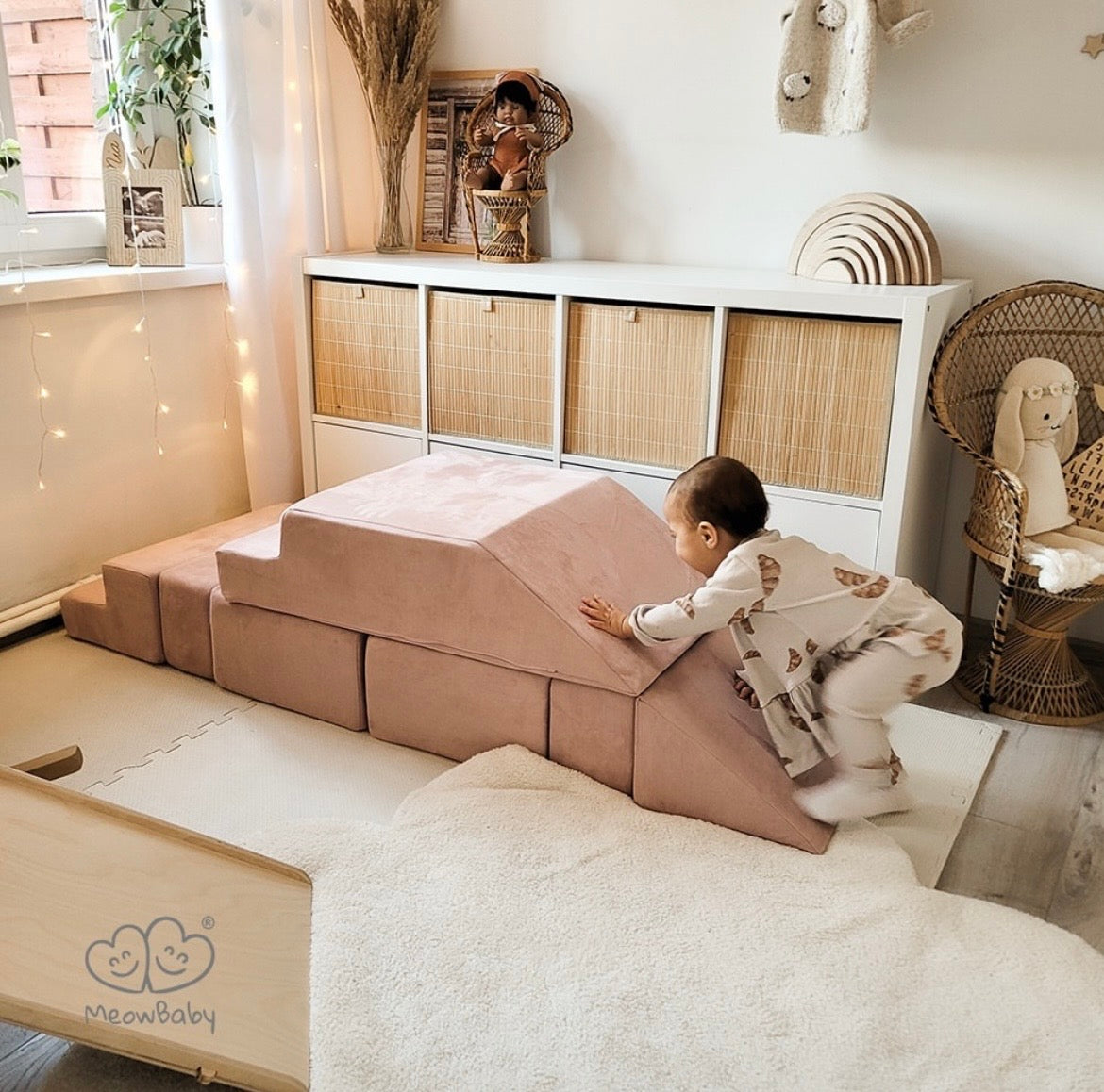 Canapé de jeu modulable Brick 100cm en velours Corduroy à larges côtes Aesthetic | 6 Pièces