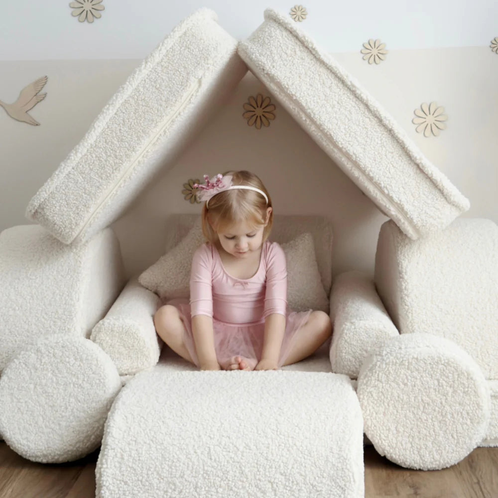 Canapé de jeu modulable Pocket 120cm en peluche Bearly | 12 Pièces
