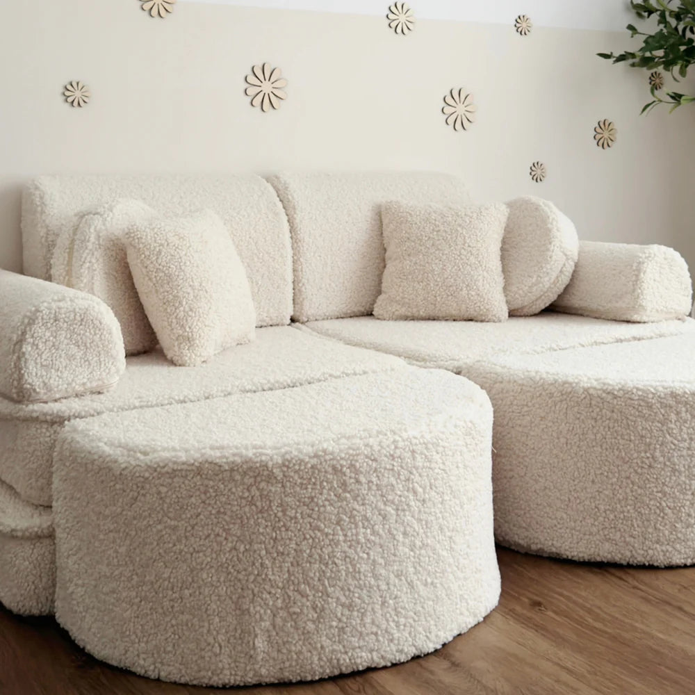 Canapé de jeu modulable Pocket 120cm en peluche Bearly | 12 Pièces