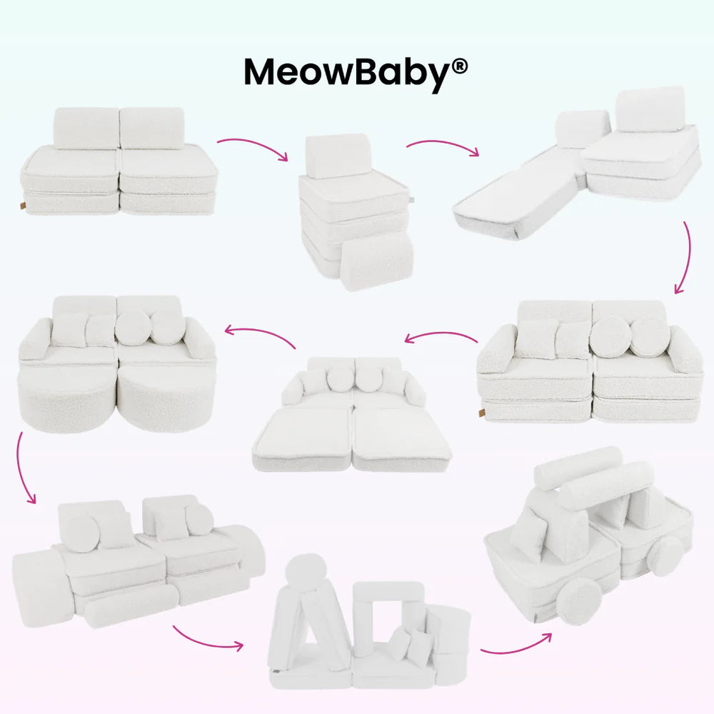 Canapé de jeu modulable Pocket 120cm en peluche Bearly | 12 Pièces