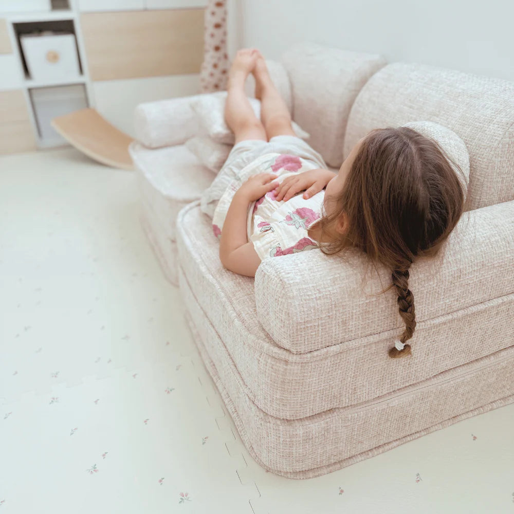 Canapé de jeu modulable Pocket 120cm en tweed Tangle | 10 Pièces