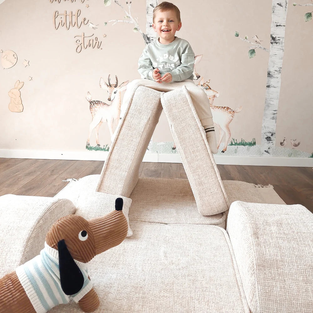 Canapé de jeu modulable Pocket 120cm en tweed Tangle | 12 Pièces