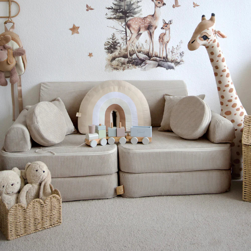 Canapé de jeu modulable Pocket 120cm en velours Corduroy à fines côtes Slimcord | 10 Pièces