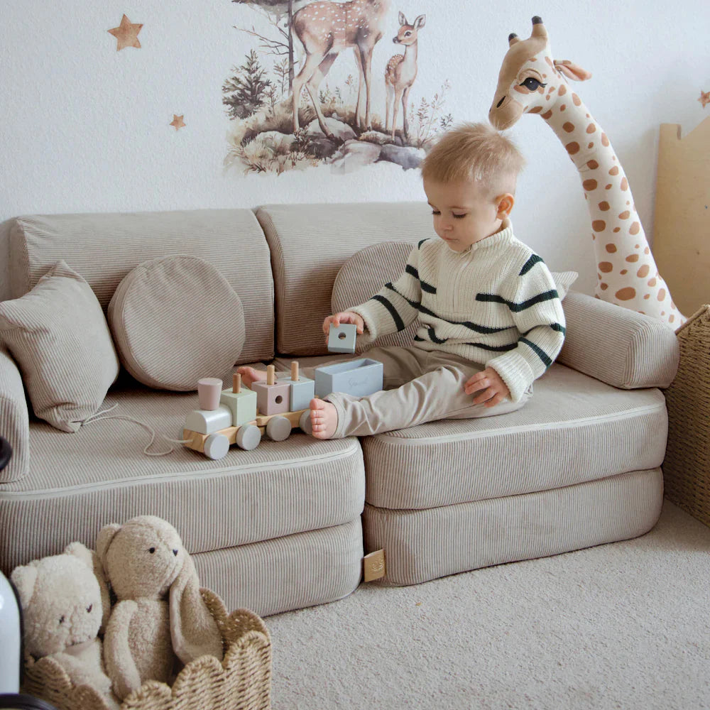 Canapé de jeu modulable Pocket 120cm en velours Corduroy à fines côtes Slimcord | 10 Pièces