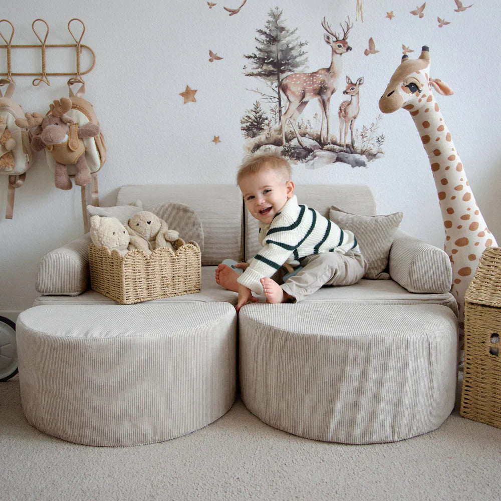 Canapé de jeu modulable Pocket 120cm en velours Corduroy à fines côtes Slimcord | 12 Pièces